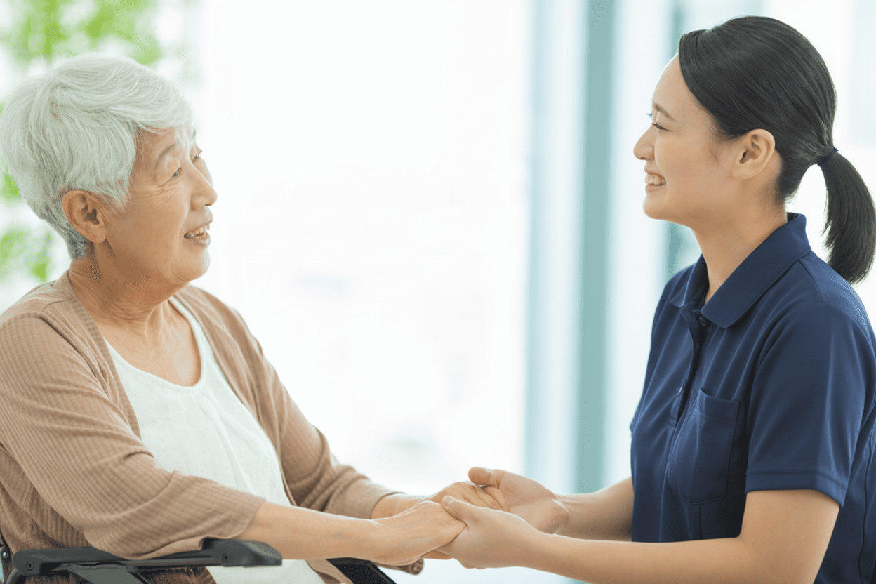 利用者に寄り添って支援する様子